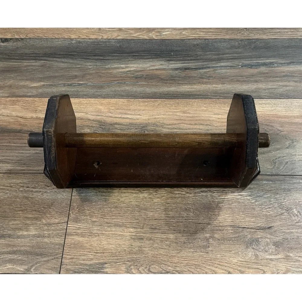 Vintage Dark Wood Wall Hanging Towel Paper Towel Holder